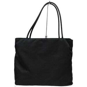 Prada Nylon triangle iconic enamel Tessuto Tote Black Bag logo